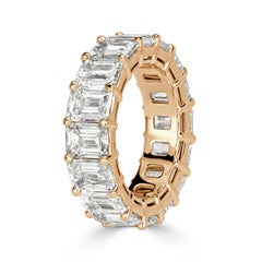 11.23ct Emerald Cut Diamond Eternity Band in 18k Champagne Yellow Gold