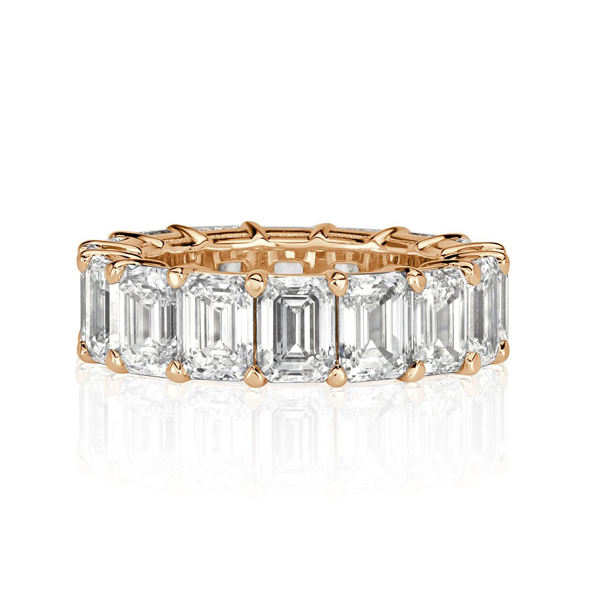 11.23ct Emerald Cut Diamond Eternity Band in 18k Champagne Yellow Gold