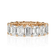 11.23ct Emerald Cut Diamond Eternity Band in 18k Champagne Yellow Gold