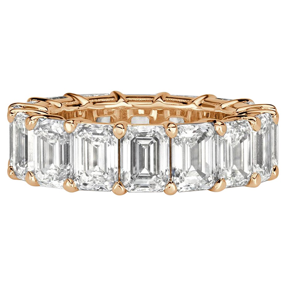 11.23ct Emerald Cut Diamond Eternity Band in 18k Champagne Yellow Gold
