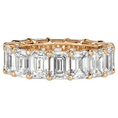 11.23ct Emerald Cut Diamond Eternity Band in 18k Champagne Yellow Gold