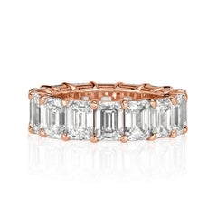 11.23ct Emerald Cut Diamond Eternity Band in 18k Rose Gold