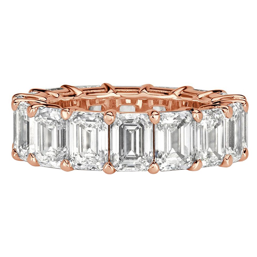 11.23ct Emerald Cut Diamond Eternity Band in 18k Rose Gold