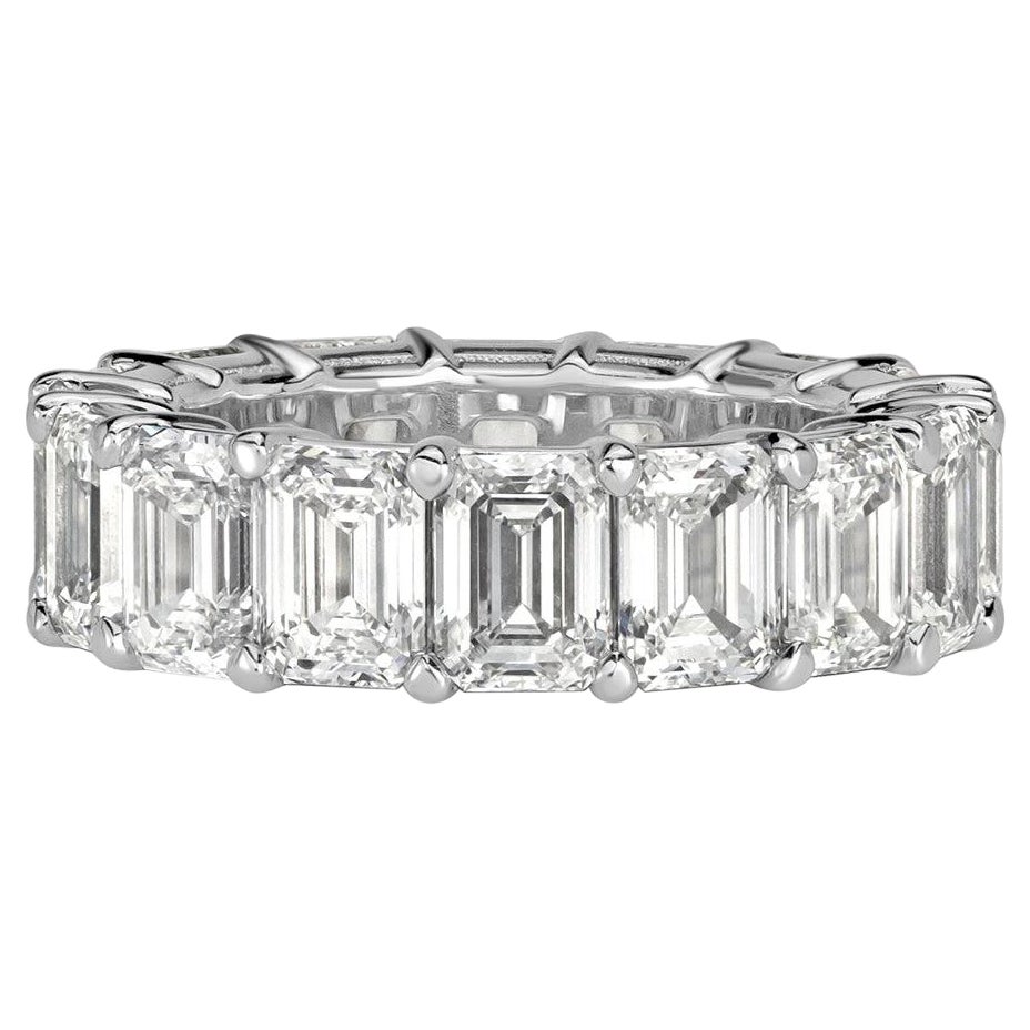 11.23ct Emerald Cut Diamond Eternity Band in 18k White Gold For Sale
