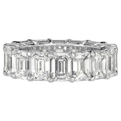 11.23ct Emerald Cut Diamond Eternity Band in 18k White Gold