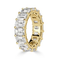 Anillo de eternidad de diamantes talla esmeralda de 11,23 ct en oro amarillo de 18k