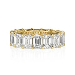 11.23ct Emerald Cut Diamond Eternity Band in 18k Yellow Gold