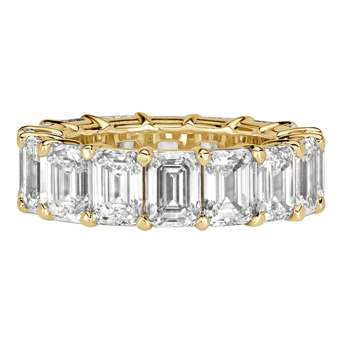 11.23ct Emerald Cut Diamond Eternity Band in 18k Yellow Gold