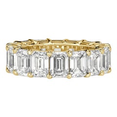 11.23ct Emerald Cut Diamond Eternity Band in 18k Yellow Gold