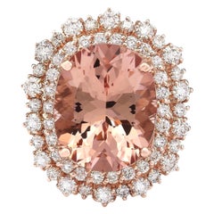 Natürlicher Morganit-Diamantring aus 14 Karat Roségold