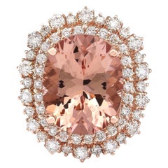 Bague en or rose 14 carats avec Morganite naturelle 