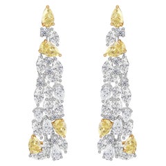 11.24 ct Natural Marquise Diamond Waterfall Earrings, 18K Two-Tone Gold
