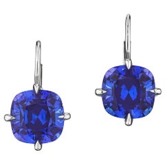 11,25 Karat Kissenschliff Tansanit Diamant Platin Tropfenohrringe