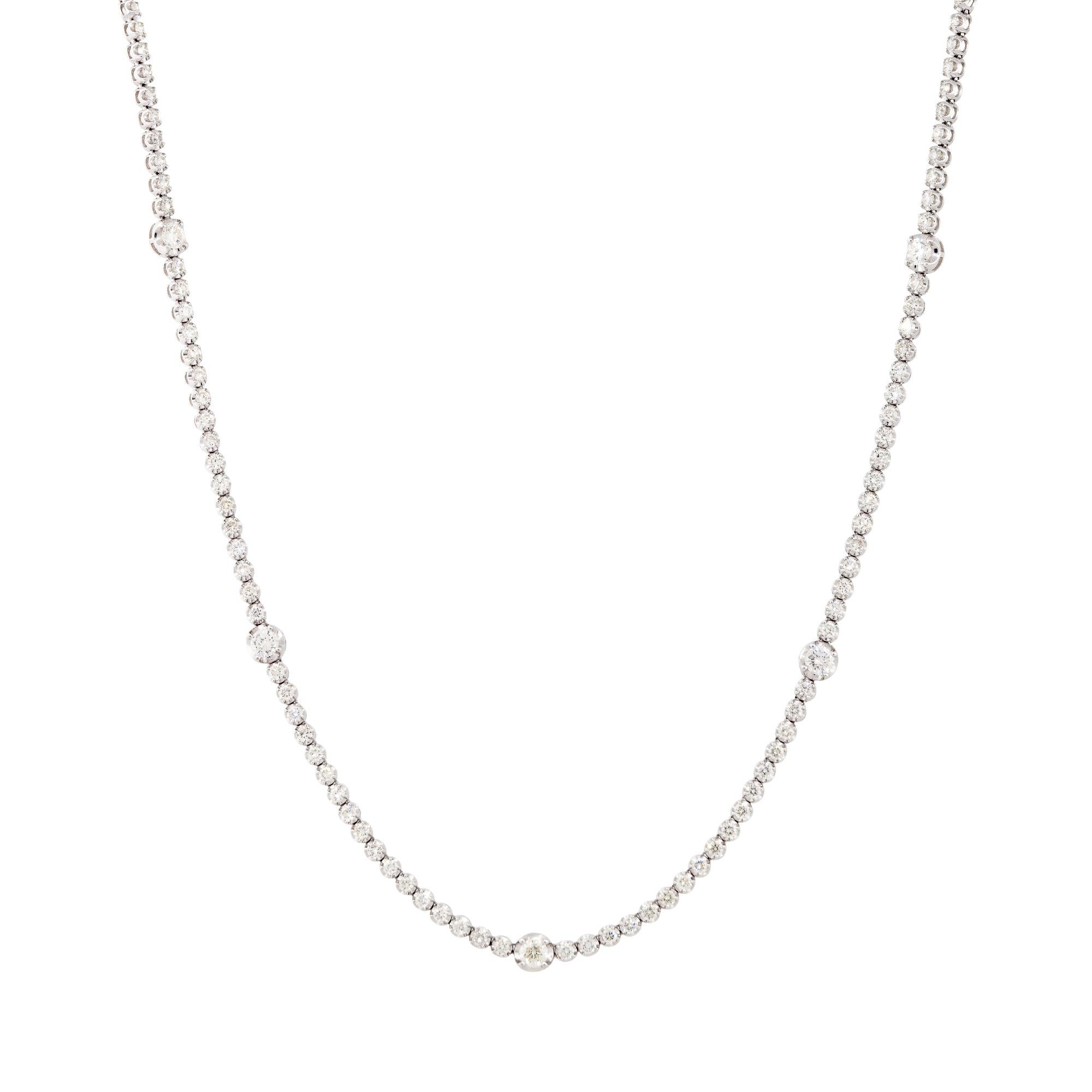 11,25 Karat Diamant-Tennis-Halskette mit Diamant-Stationen 14 Karat auf Lager 1