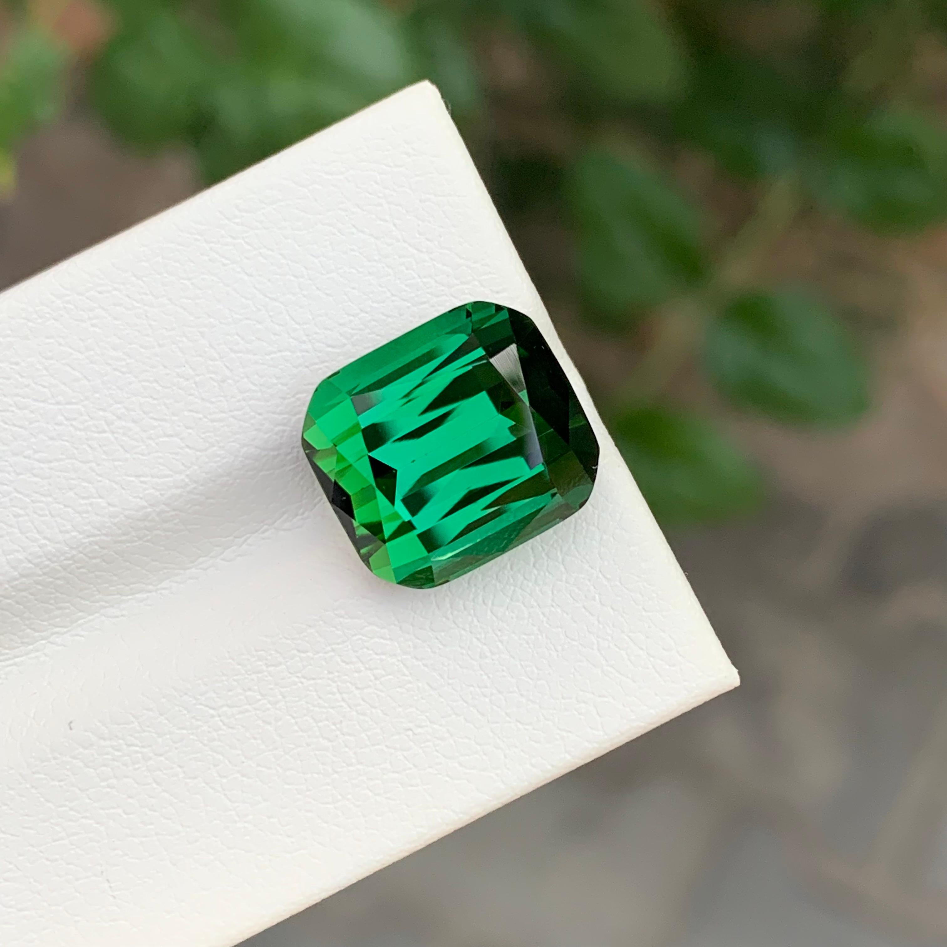 Arts and Crafts 11.25 Carat Marvellous Natural Loose Green Tourmaline Cushion Shape Gemstone For Sale