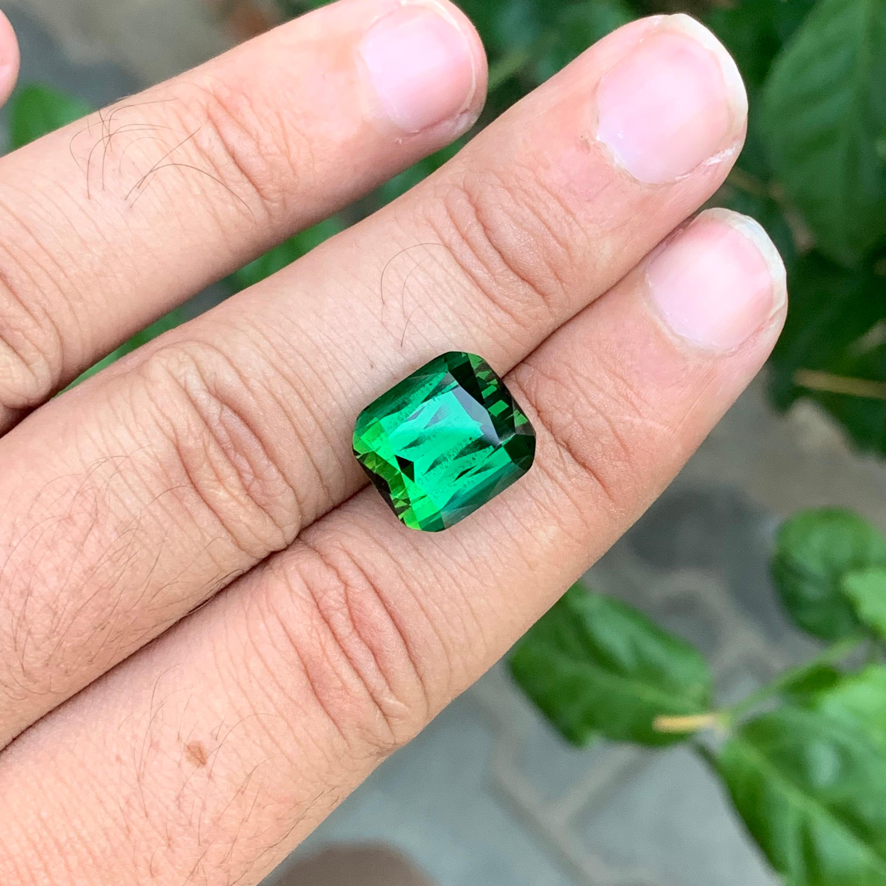 11.25 Carat Marvellous Natural Loose Green Tourmaline Cushion Shape Gemstone For Sale 3