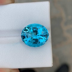 11.25 Carat Natural Loose Rich Blue Topaz Stone Fancy Oval Cut African Gemstone