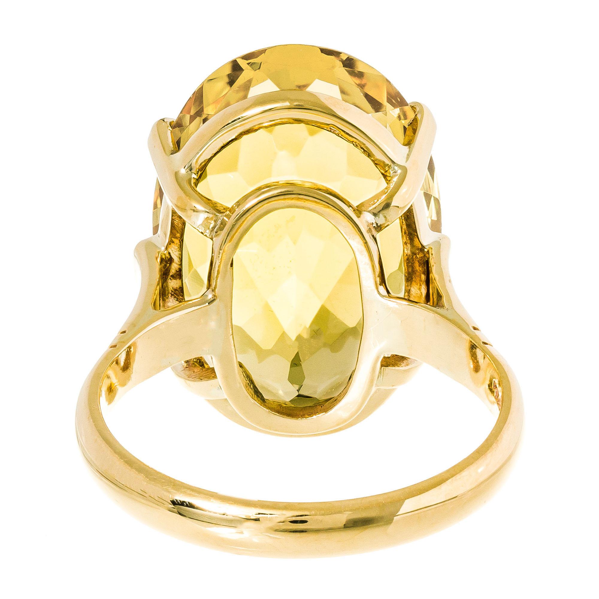 Oval Cut 11.25 Carat Oval Citrine Yellow Gold Cocktail Ring