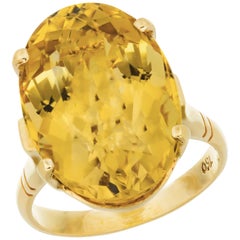 11.25 Carat Oval Citrine Yellow Gold Cocktail Ring