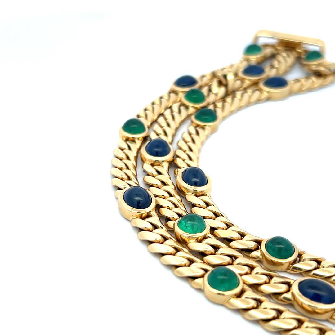 Zaffiro da 11,25 carati Smeraldo da 10,00 carati Bracciale A Link in oro giallo 18 carati in vendita 5