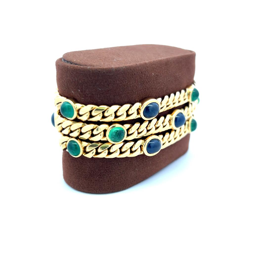 Zaffiro da 11,25 carati Smeraldo da 10,00 carati Bracciale A Link in oro giallo 18 carati in vendita 1
