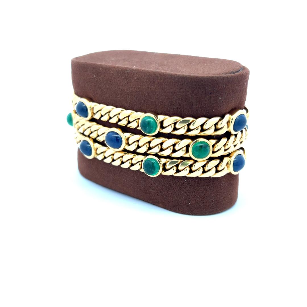 Zaffiro da 11,25 carati Smeraldo da 10,00 carati Bracciale A Link in oro giallo 18 carati in vendita 2