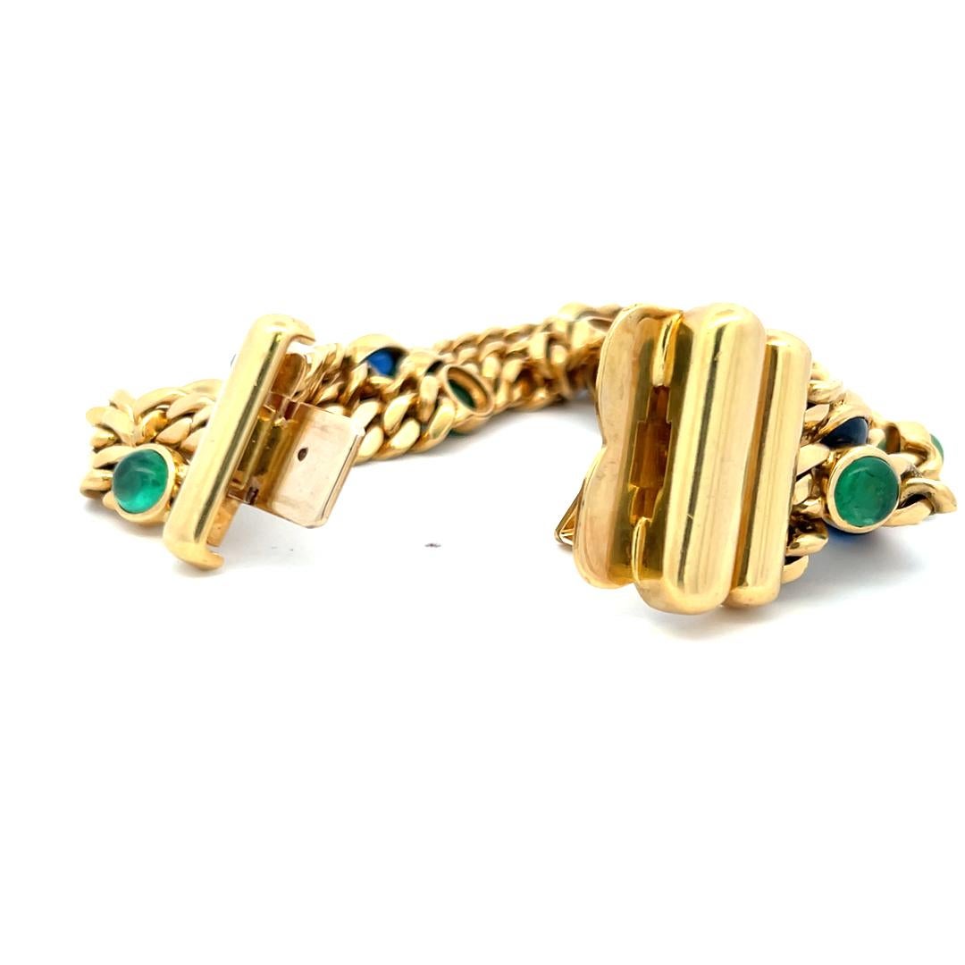 Zaffiro da 11,25 carati Smeraldo da 10,00 carati Bracciale A Link in oro giallo 18 carati in vendita 3