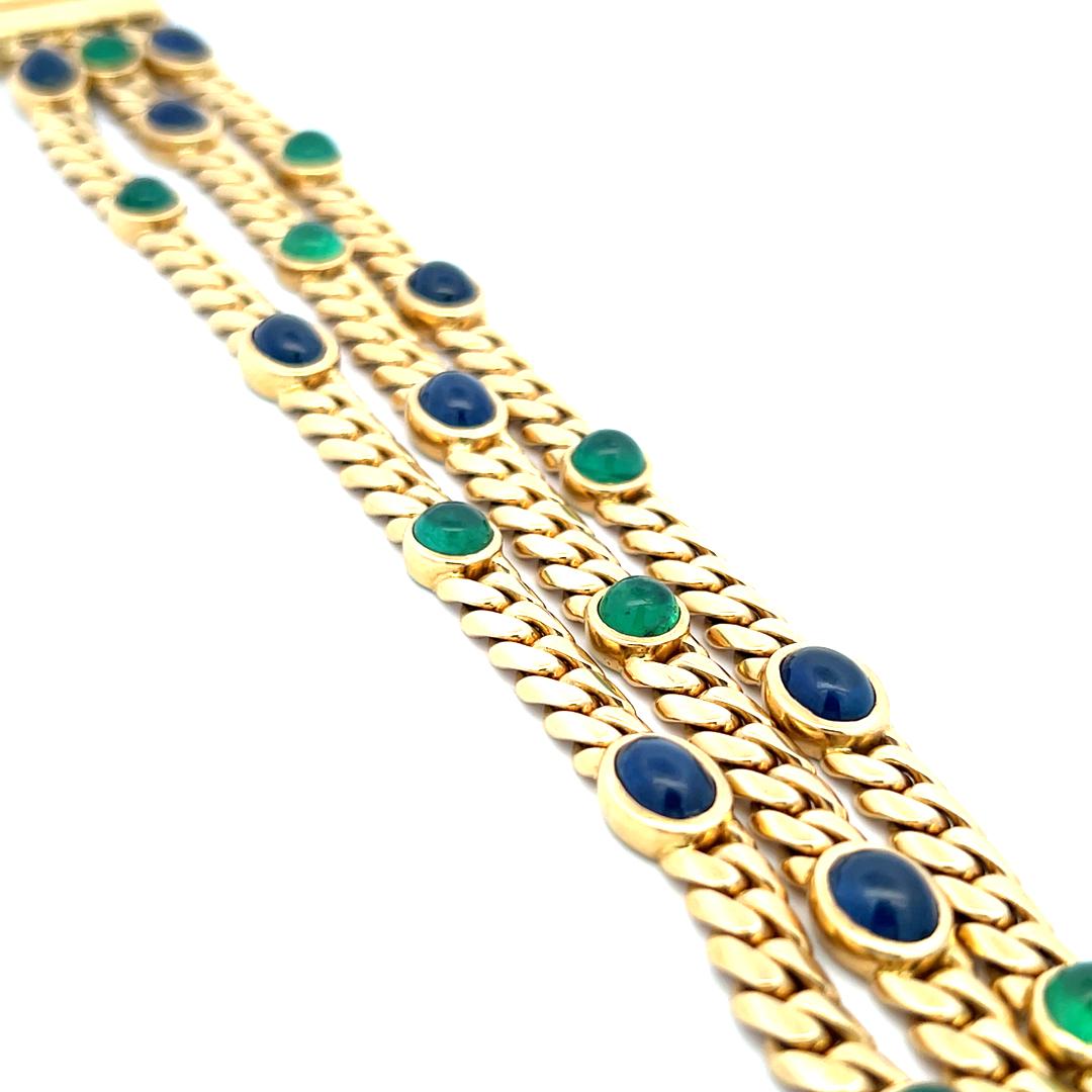 Zaffiro da 11,25 carati Smeraldo da 10,00 carati Bracciale A Link in oro giallo 18 carati in vendita 4