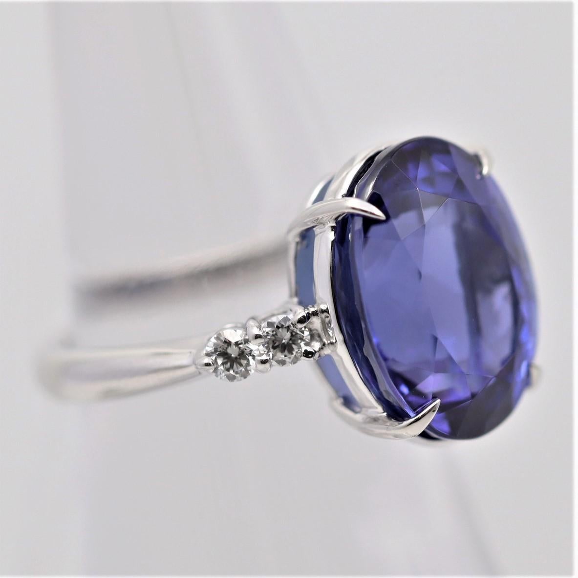 11.25 Carat Tanzanite Diamond Platinum Ring In New Condition For Sale In Beverly Hills, CA