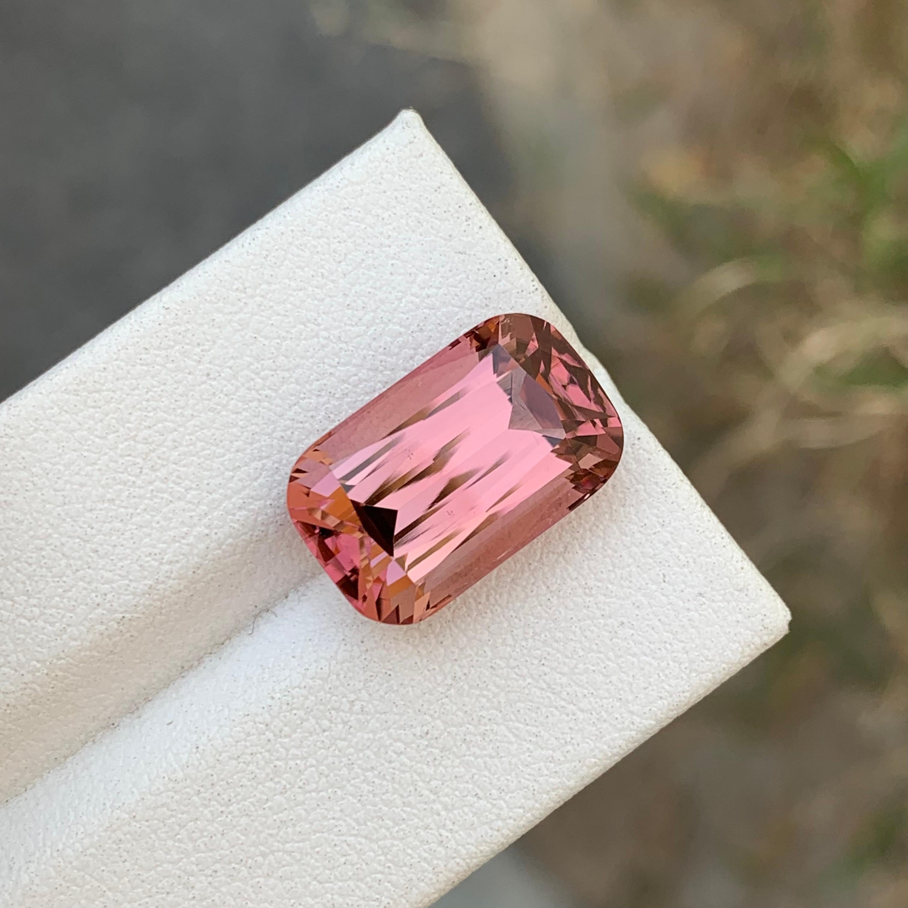11.25 Carats Natural Peach Pink Loose Tourmaline Cushion Shape Gemstone  For Sale 6