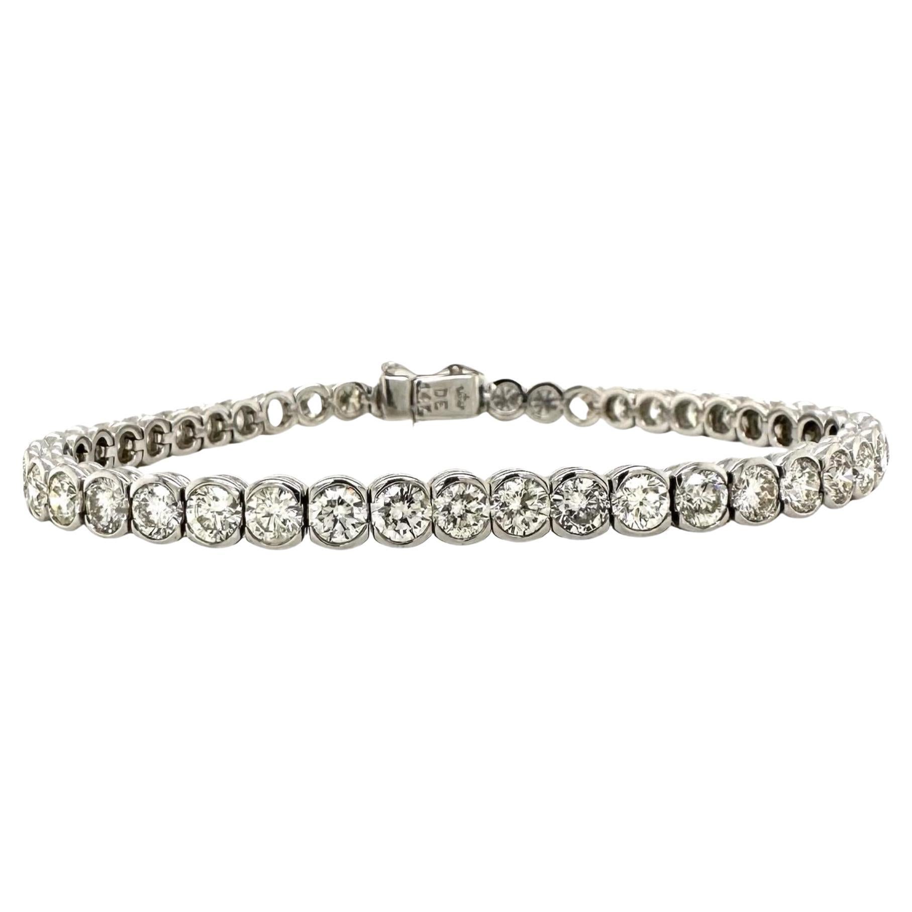 Bracelet de tennis 11,25 ct avec lunette et diamant en vente