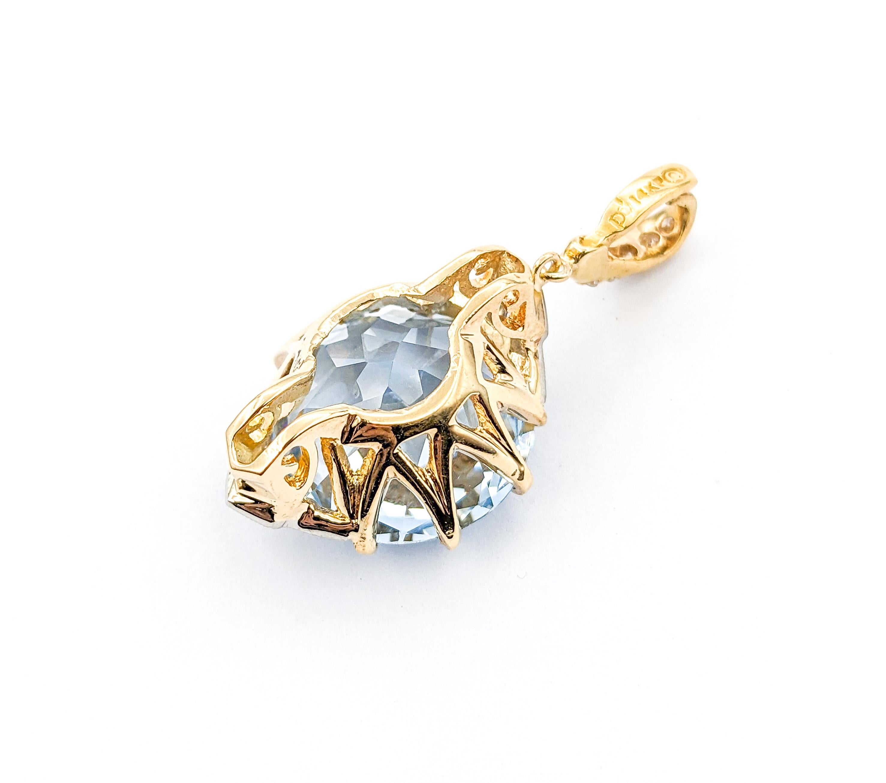 Modern 11.25ct Lab-Created Spinel & Diamond Pendant In Yellow Gold For Sale