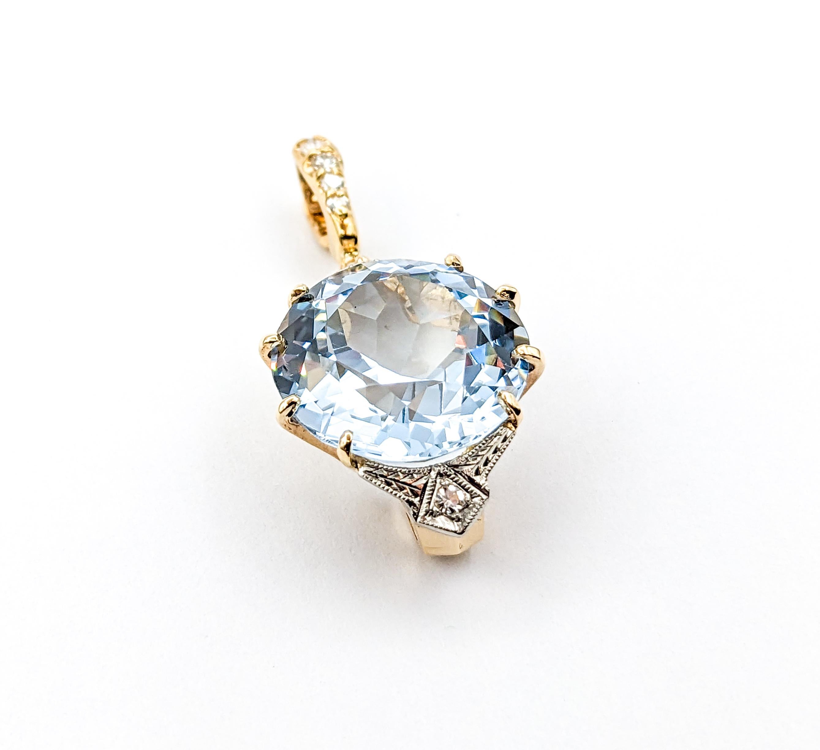 Pendentif en or jaune 11.25ct Spinelle et diamant créés par des laboratoires Pour femmes en vente