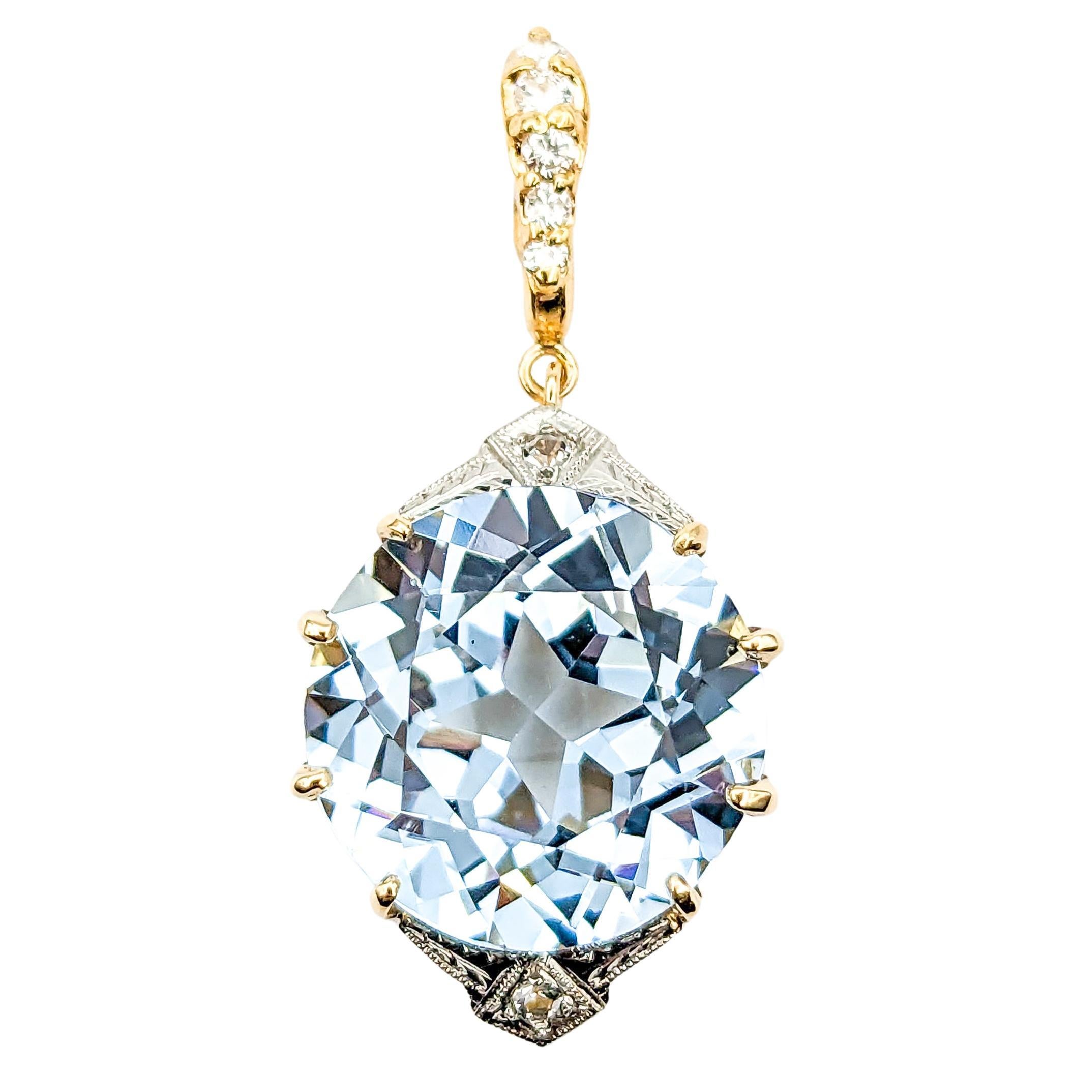 11.25ct Lab-Created Spinel & Diamond Pendant In Yellow Gold For Sale
