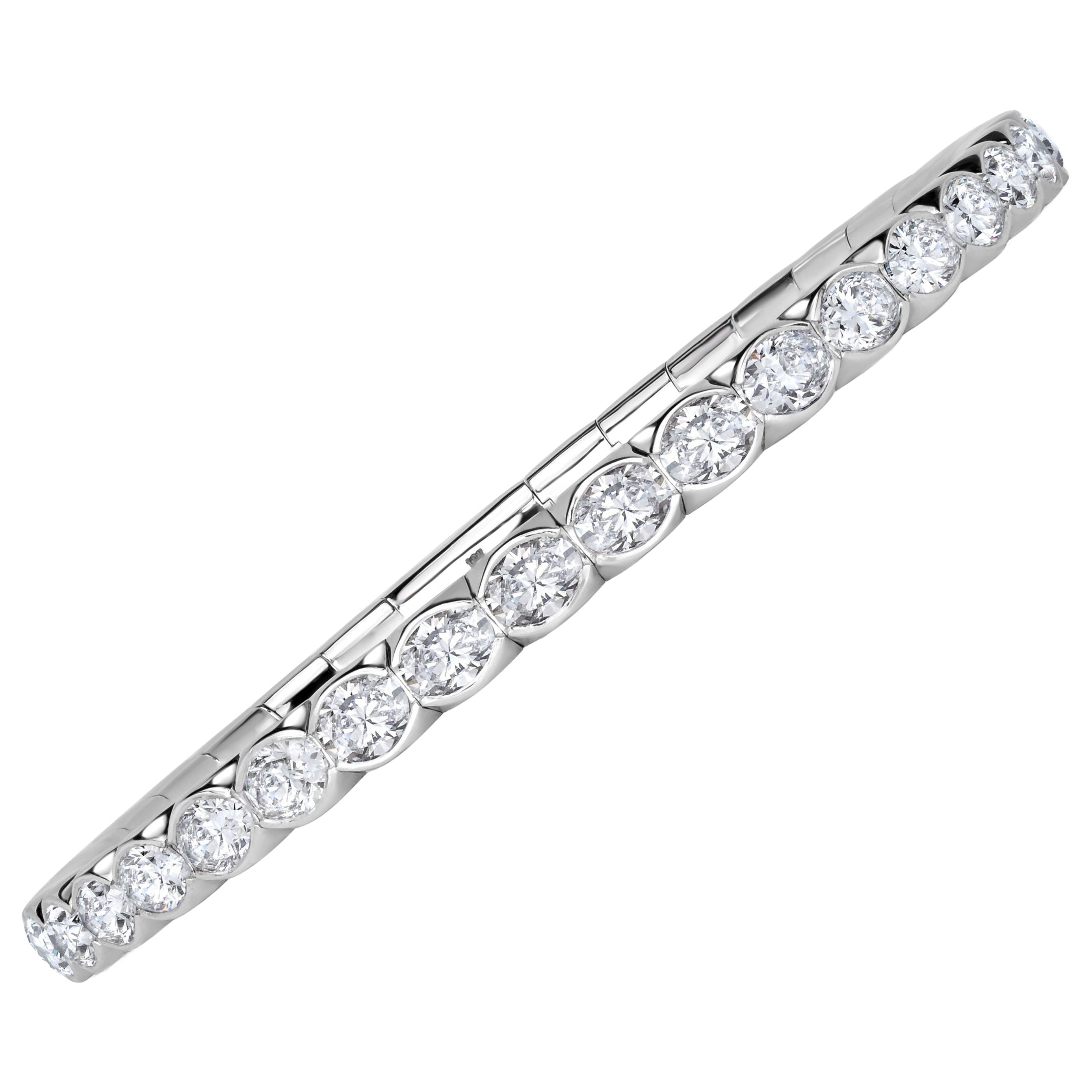 11.25ct Oval Cut Diamond Stretch Tennis Bracelet in 18K White Gold