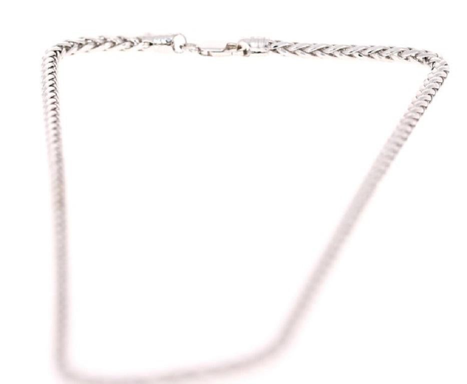 Cushion Cut 11.26 Carat Blue Topaz Diamond 14 Karat White Gold Pendant with Chain Necklace For Sale