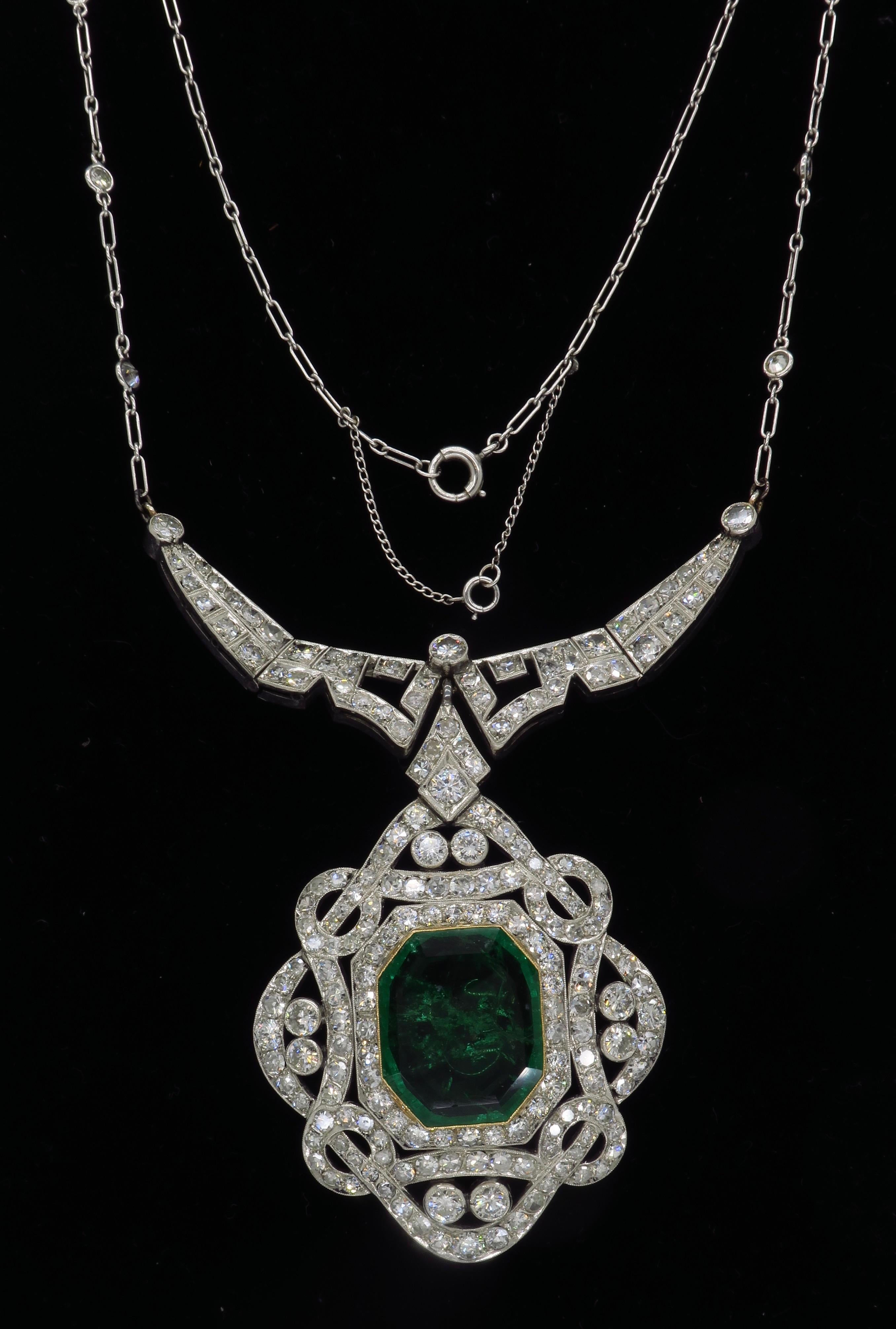 Certified 11.27 Carat Diamond and Colombian Emerald Necklace at 1stDibs ...