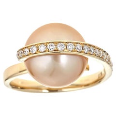 11.27 carat South Sea Pearl With Diamond accents 18K Yellow Gold Ring.
