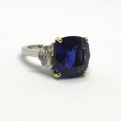 11.28 Carat No Heat AGTA Certified Blue Sapphire Diamond Platinum Ring
