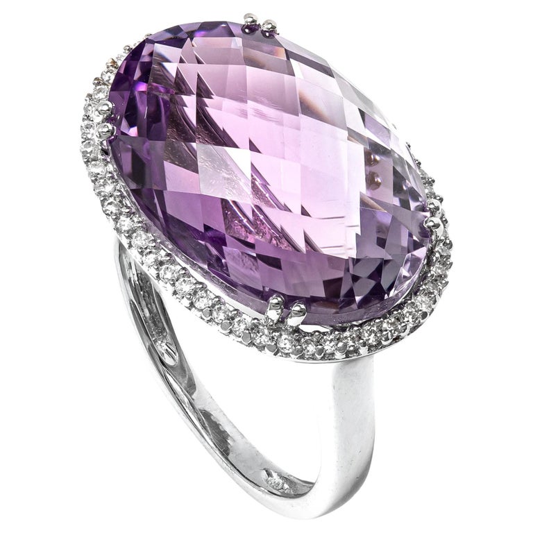 11.28 ct Natural Amethyst and 0.19 ct Natural Diamonds Ring For Sale at ...