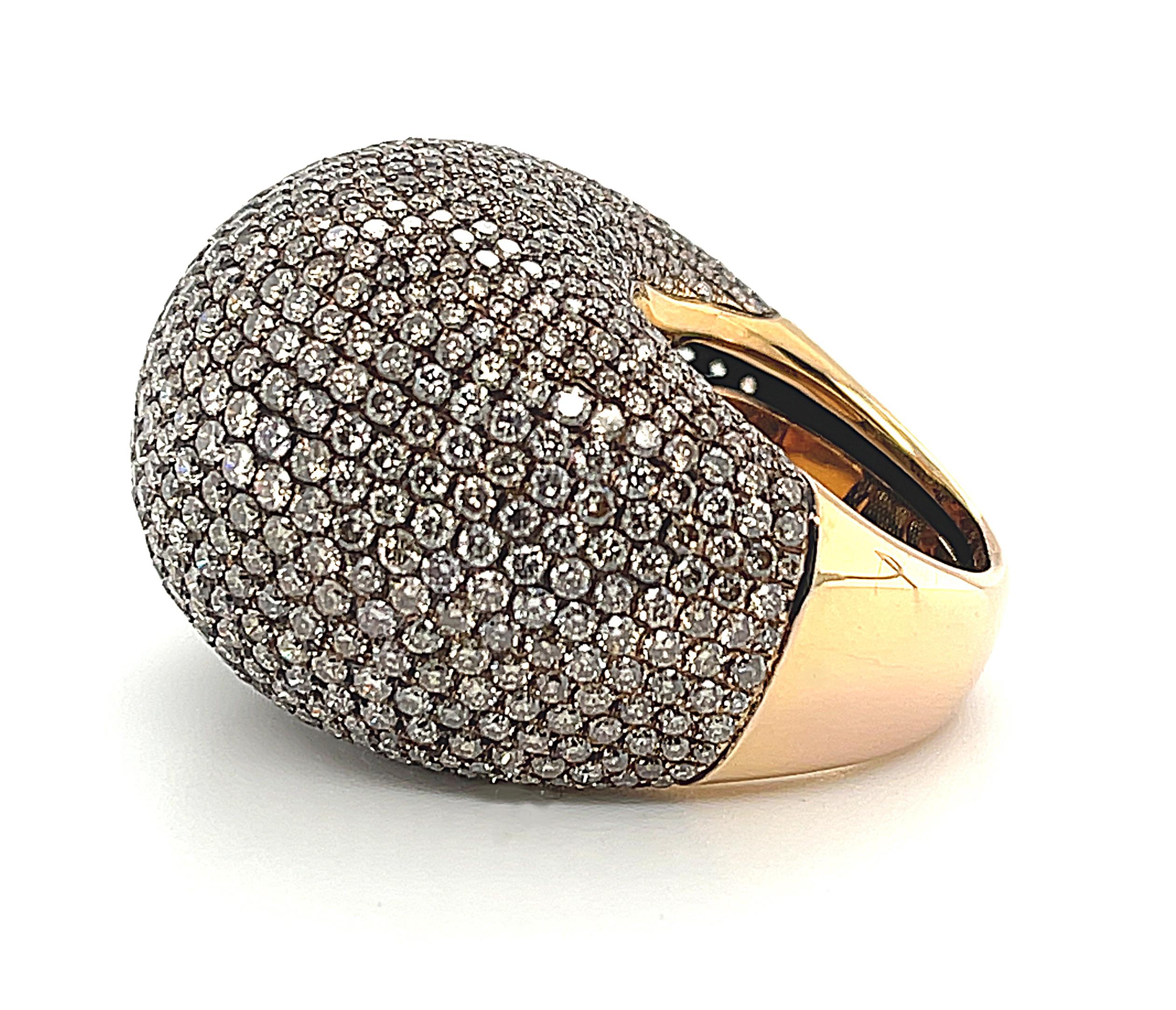 Women's or Men's 11.28 ct. t.w. Pave Set Chocolate Diamond 18k Rose Gold Dome Cocktail Ring