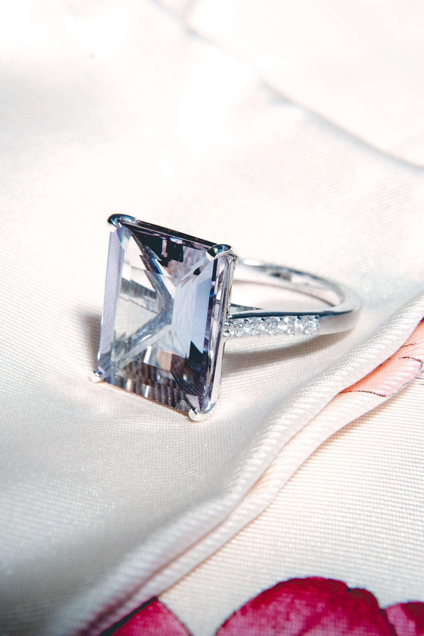 11.28ct Fancy Tanzanite &.23ct Diamond Ring-Baguette Cut-18KT Gold-GIA Certified For Sale 1
