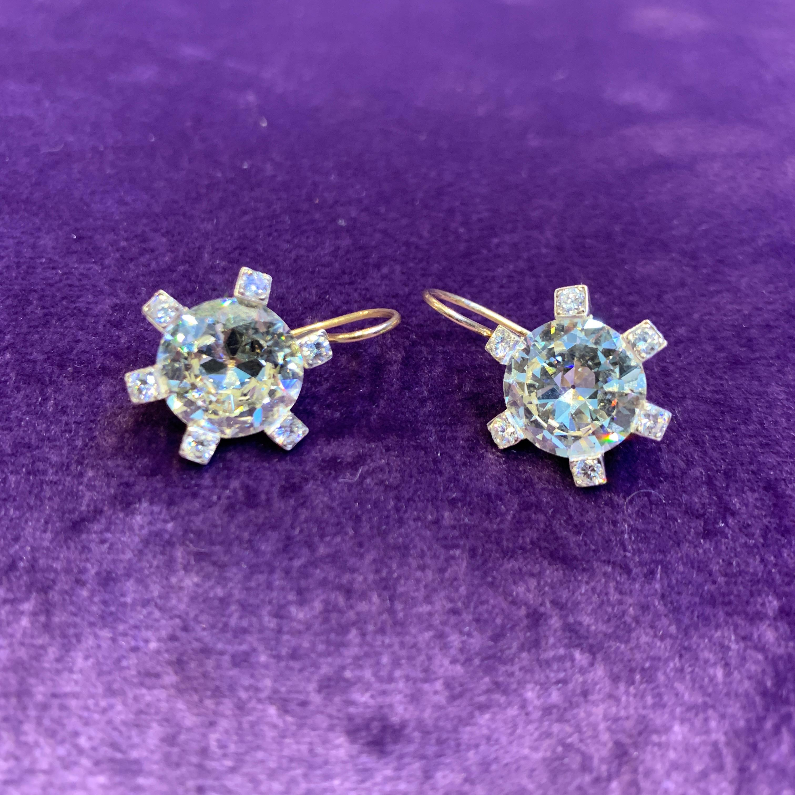 Boucles d'oreilles anciennes en diamants certifiés 11,29 carats  en vente 1