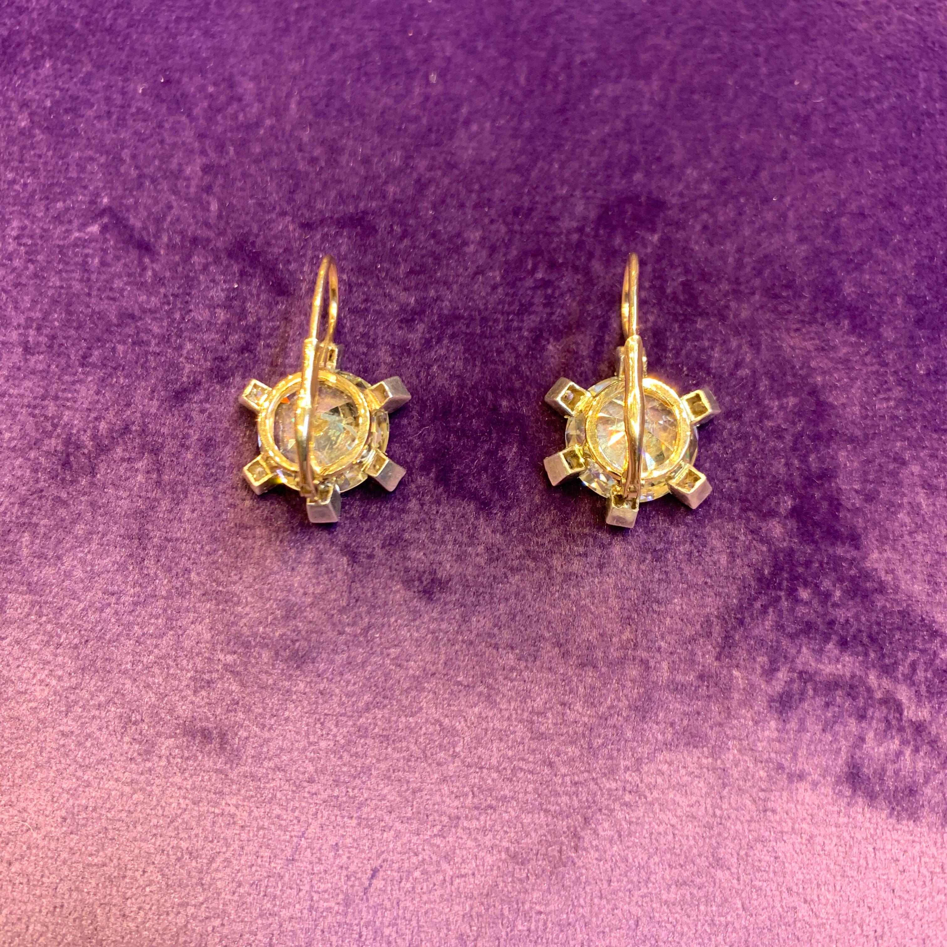 11.29 Carat Certified Antique Diamond Earrings For Sale 2