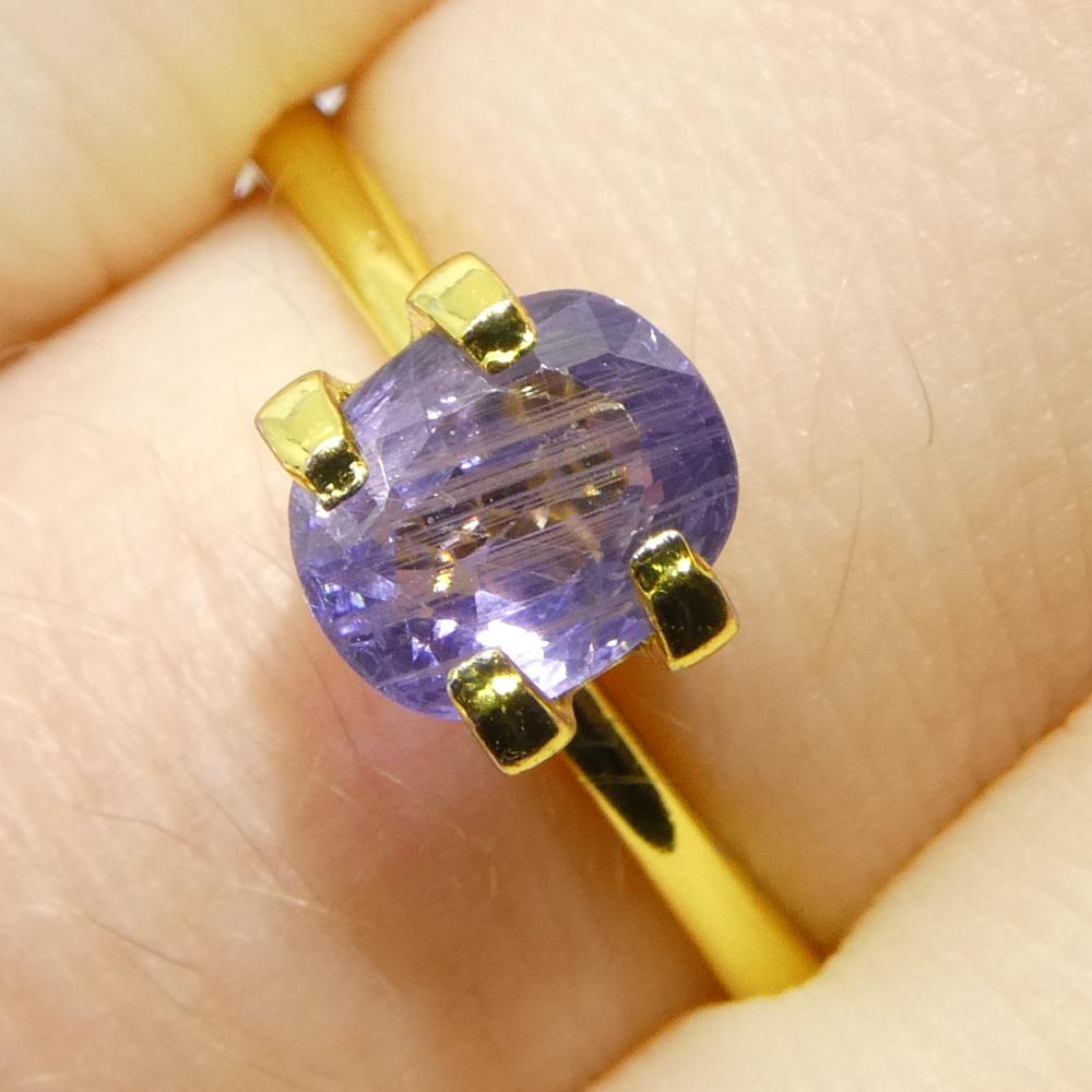 Brilliant Cut 1.12ct Cushion Purple Sapphire from Tanzania, Unheated For Sale