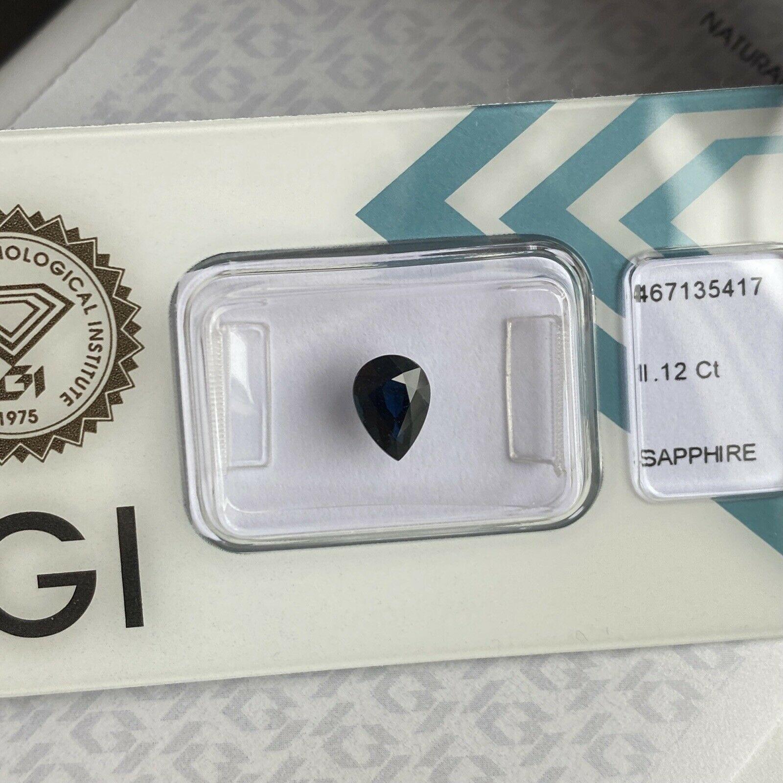 1.12ct Deep Blue Sapphire Pear Teardrop Cut IGI Certified Loose Rare Gem For Sale 5