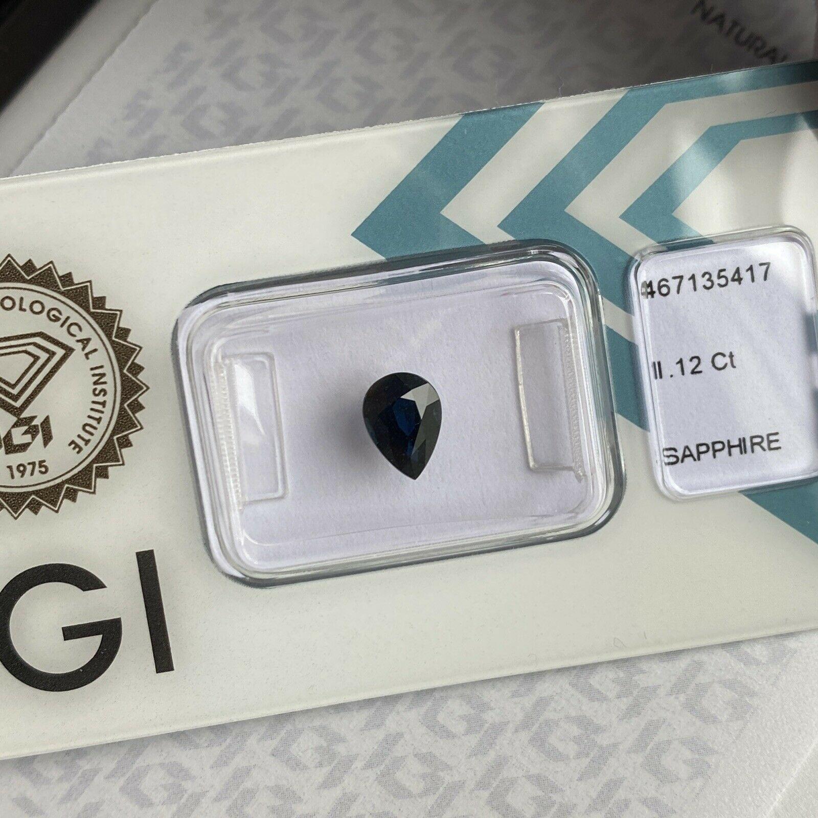 Women's or Men's 1.12ct Deep Blue Sapphire Pear Teardrop Cut IGI Certified Loose Rare Gem For Sale
