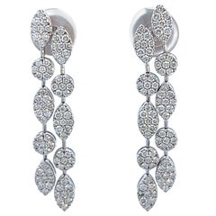 1.12ct Diamond Dangle Falling Leaves Motif Boucles d'oreilles or blanc 18k
