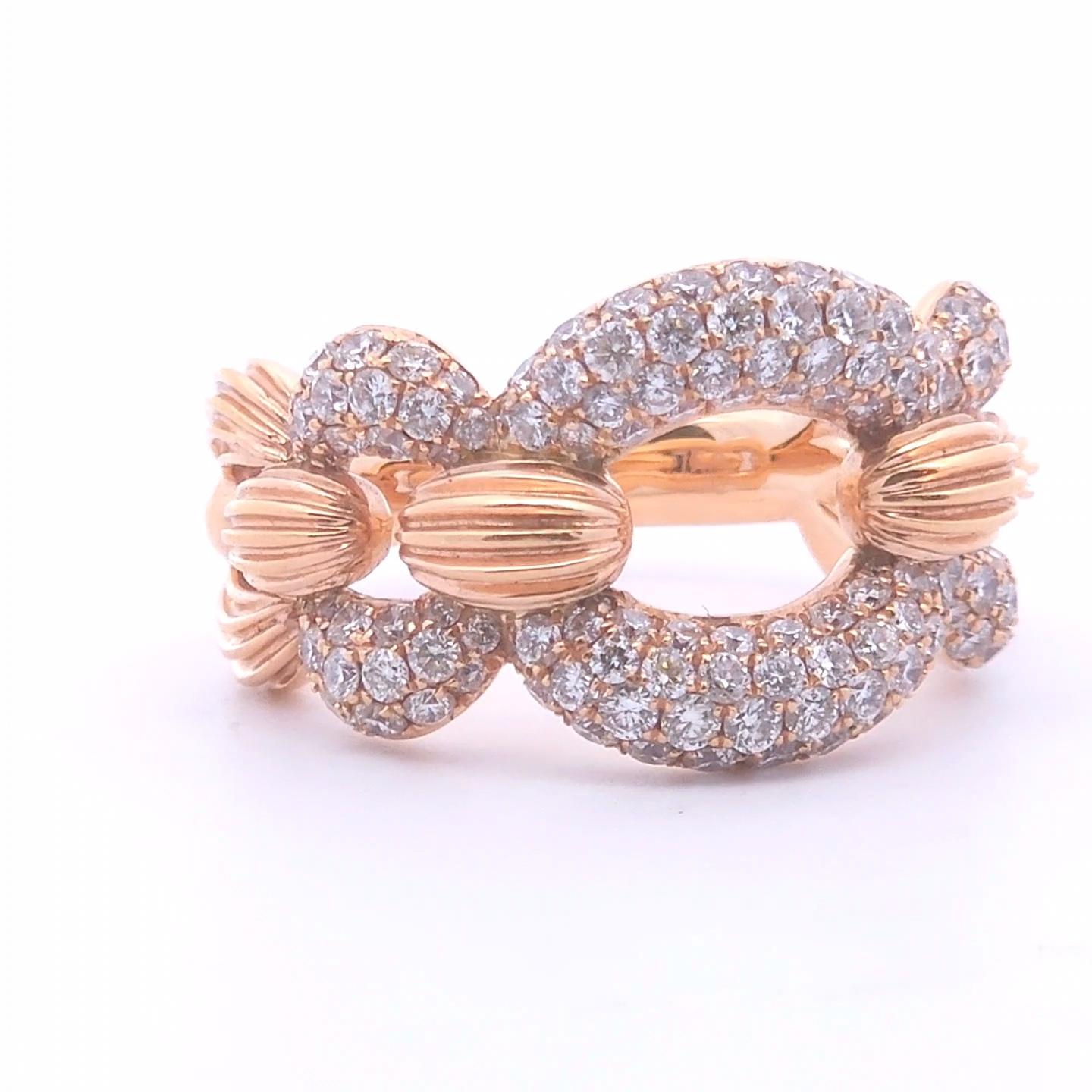1½ct Diamant-Mode-Ring in 18k Rose Gold (Rosenschliff) im Angebot