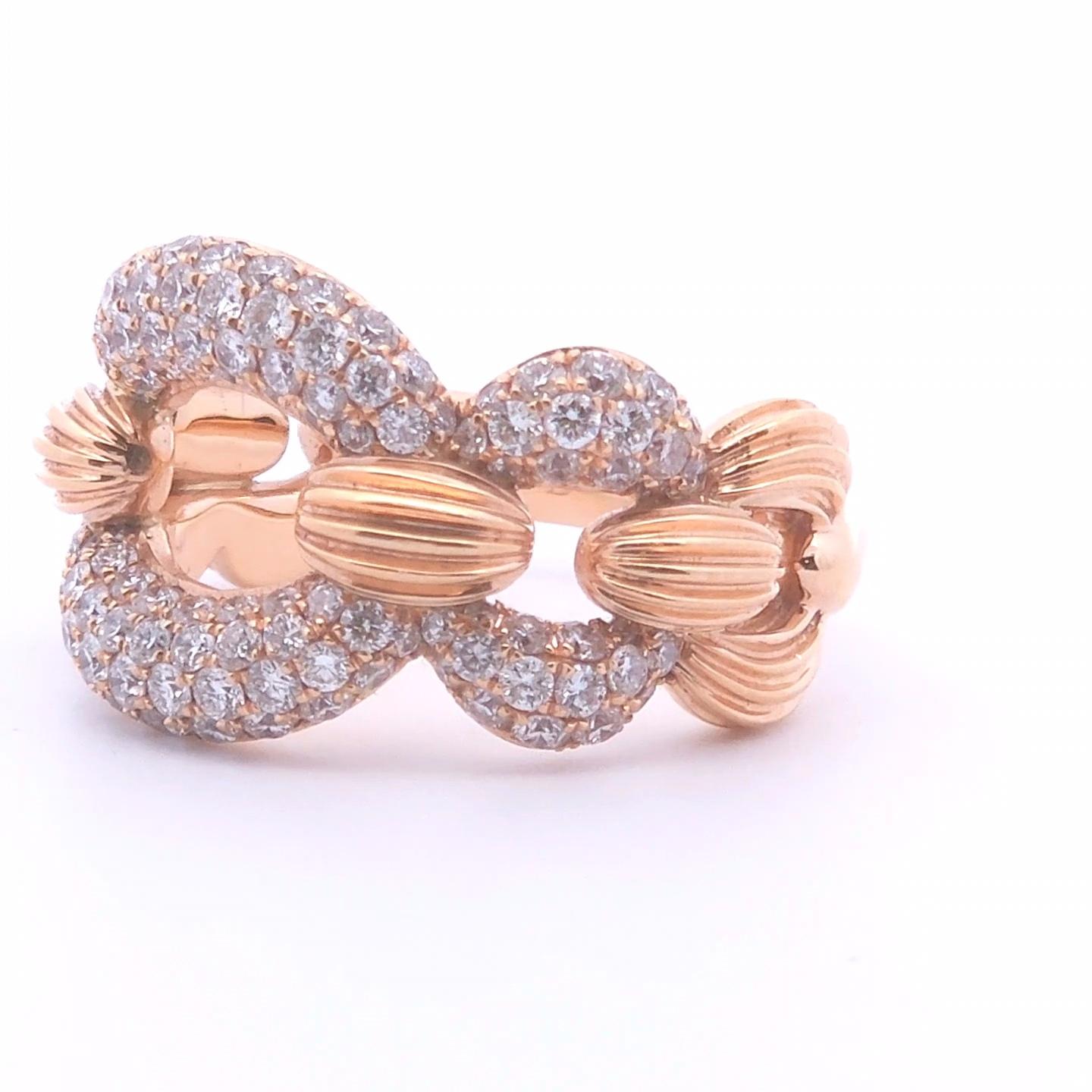 1½ct Diamant-Mode-Ring in 18k Rose Gold im Zustand „Neu“ im Angebot in Tustin, CA